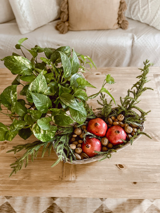 Simple Scandinavian Cottage Pomegranate Christmas Centerpiece