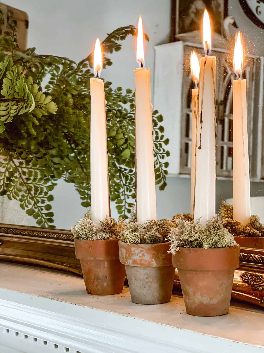 DIY Mossy Terracotta Pot Candles