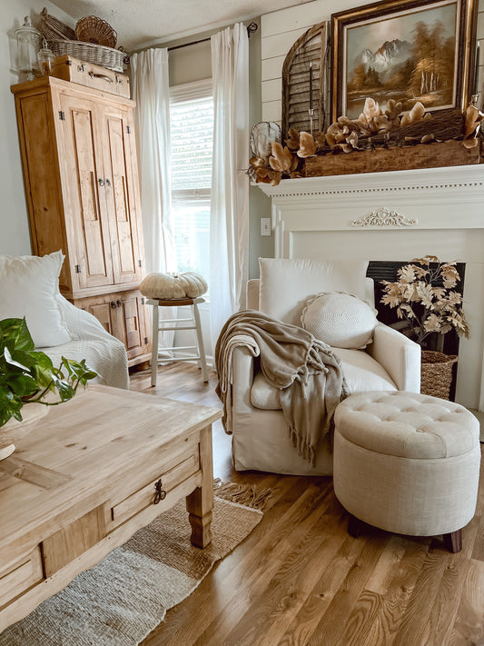 A Pumpkin on a Stool- Simple Cottage Fall Décor