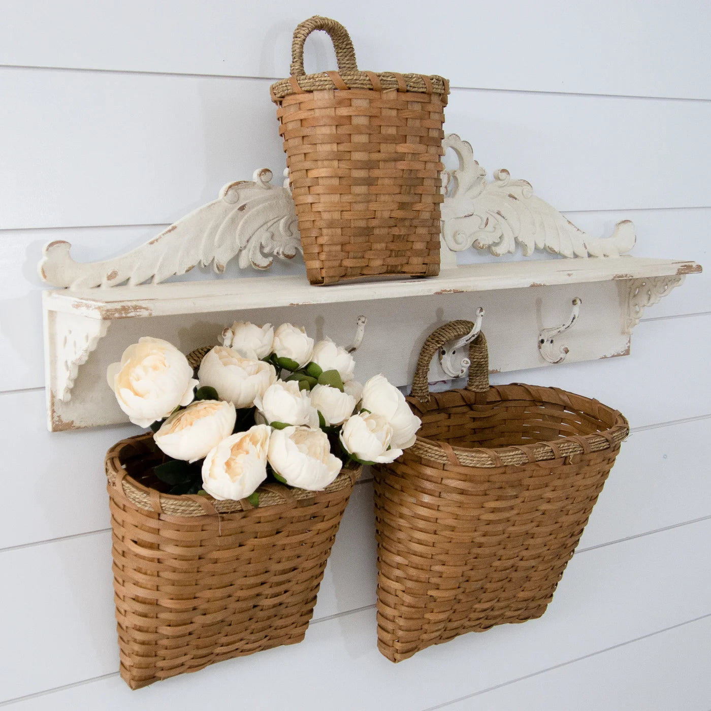 Hanging Chipwood Basket with Woven Handle
