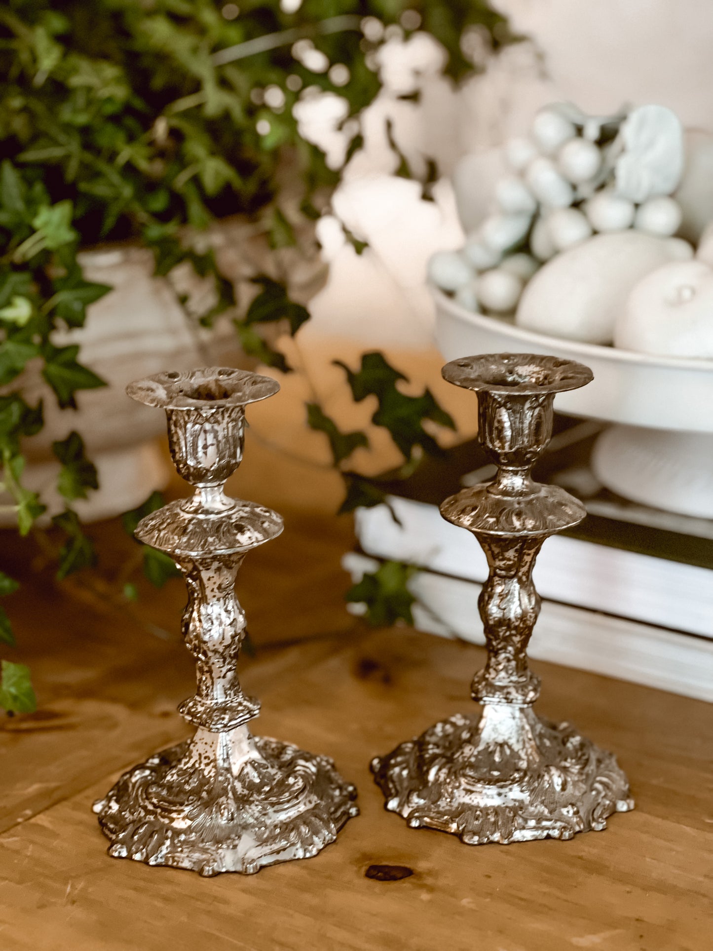 Set of 2 Silver Plated Taper Candle Holders