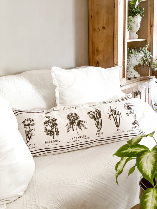 Black & White Botanical Lumbar Pillow
