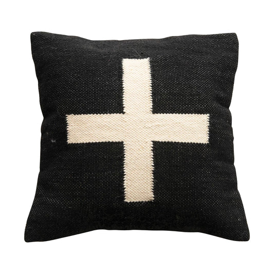 Swiss Cross 20" Wool/Cotton Pillow